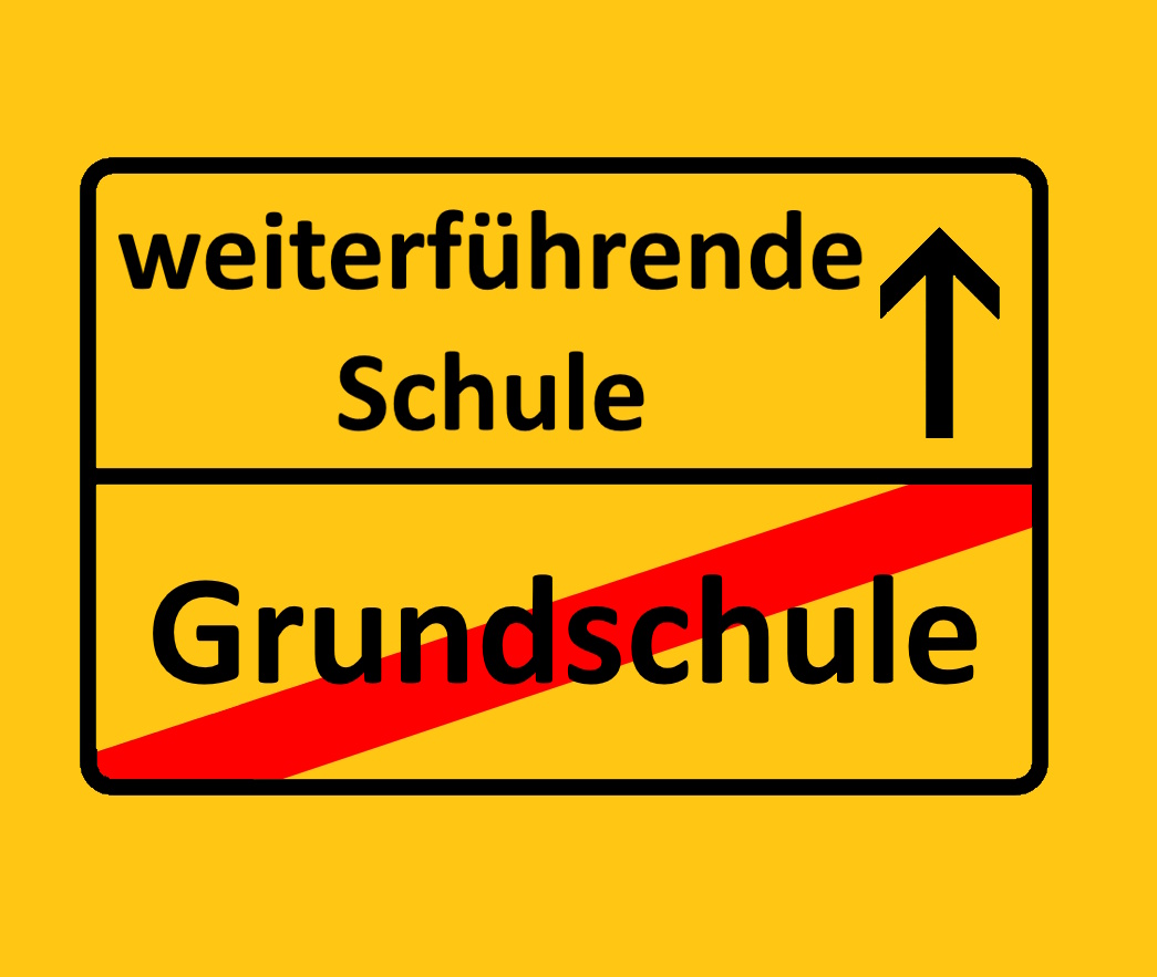 Bild eines Ortsschilds mit Aufschrift Grundschule - weiterführende Schule